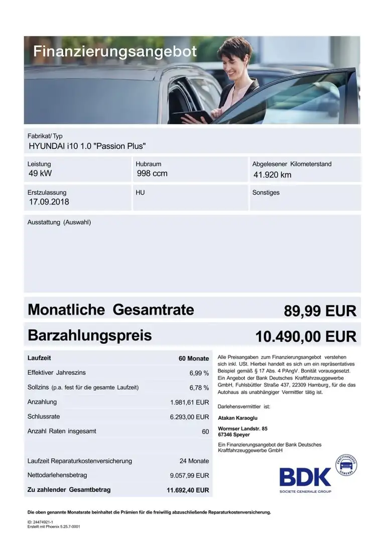 Hyundai i10 PDC/SHZ/CLIMAA./LHZ/TEMP./BLUETOOTH/GARANTIE Grau - 1