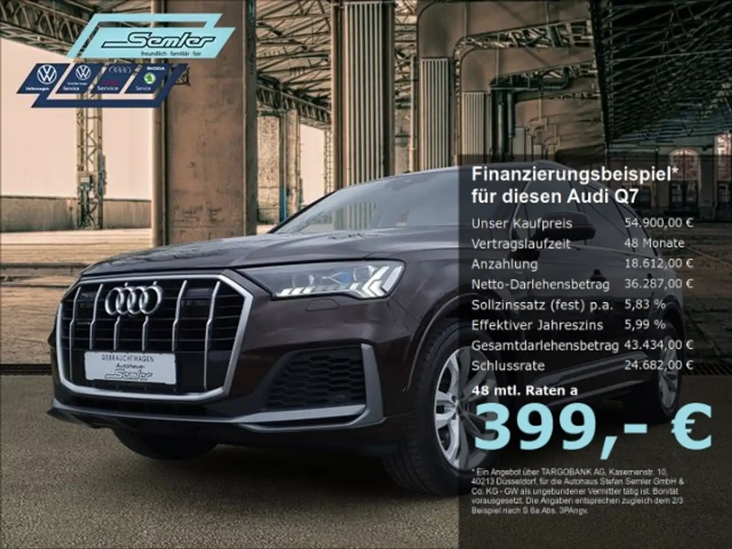 Audi Q7 S-Line 50 TDI quatt STNDHZ PANO LASER B&O AHK Brun - 1