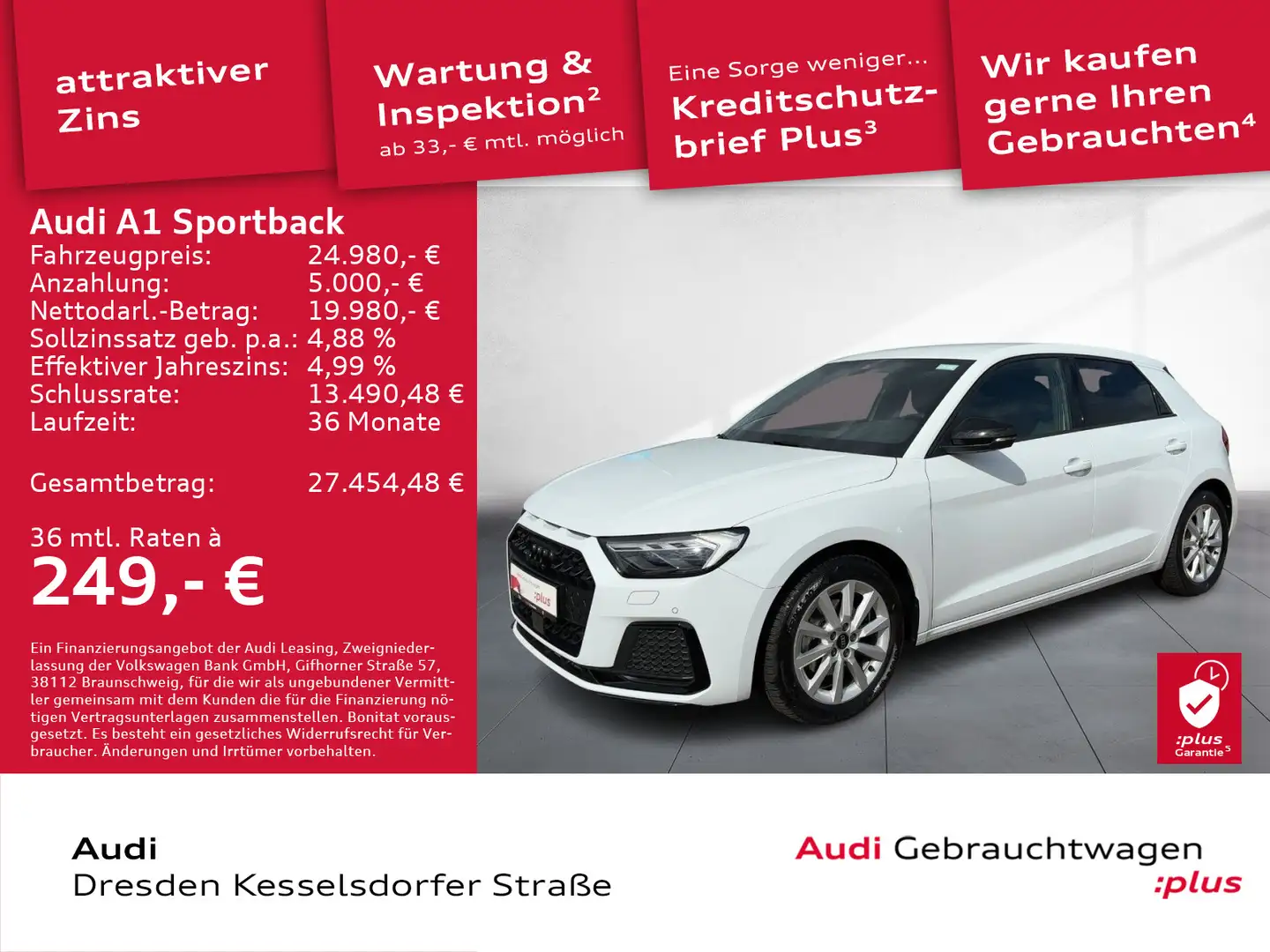 Audi A1 30 TFSI advanced PDC GRA LED Navi Weiß - 1