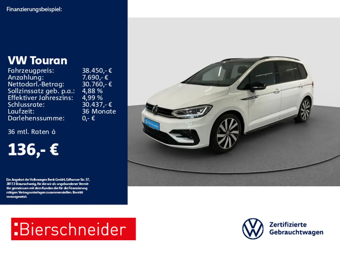 Volkswagen Touran 1.5 TSI DSG R-Line Black 7SITZE AHK PANO Alb - 1