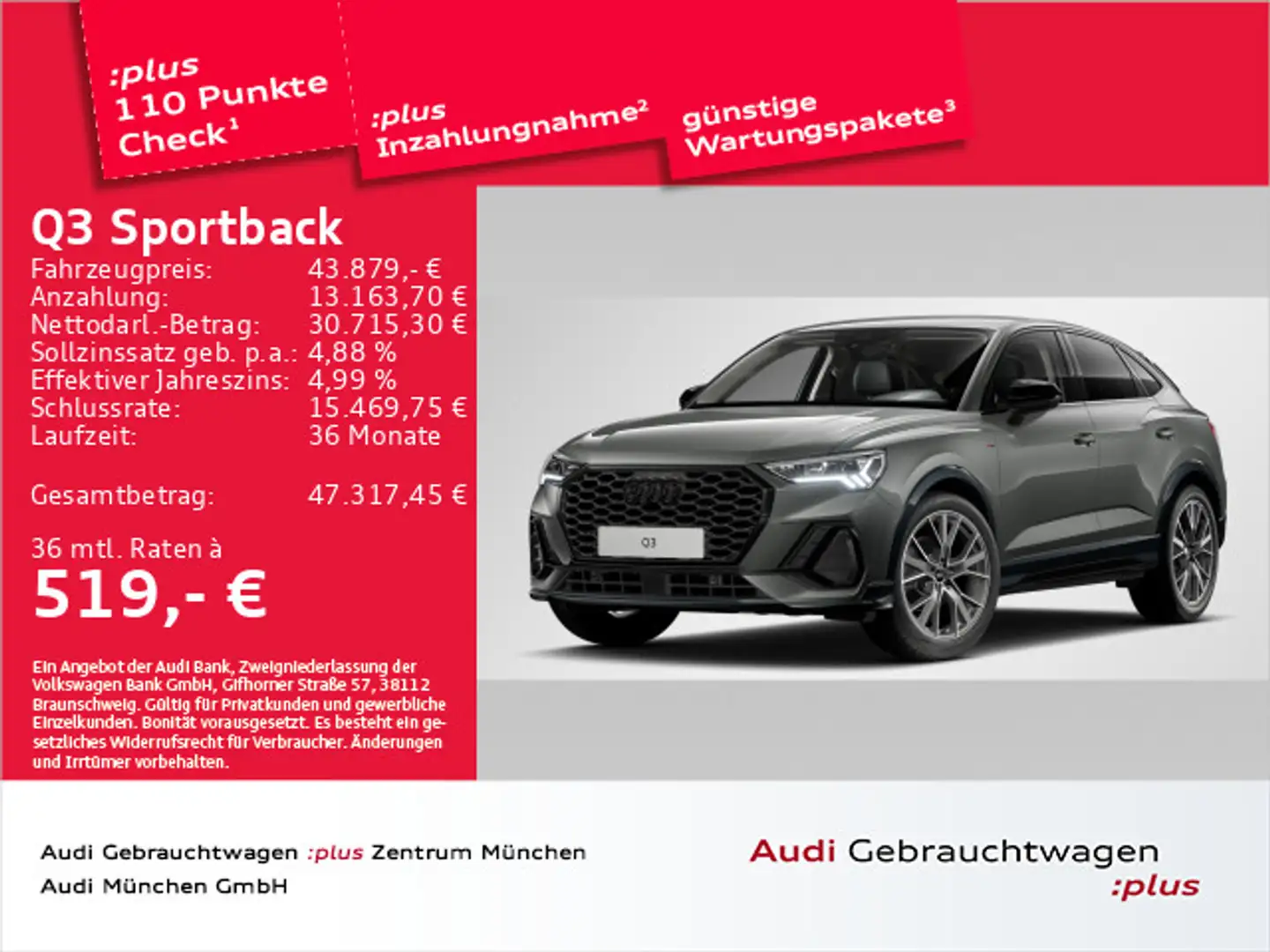 Audi Q3 35 TDI S tronic S line AHK/Navi+/20 Grau - 1