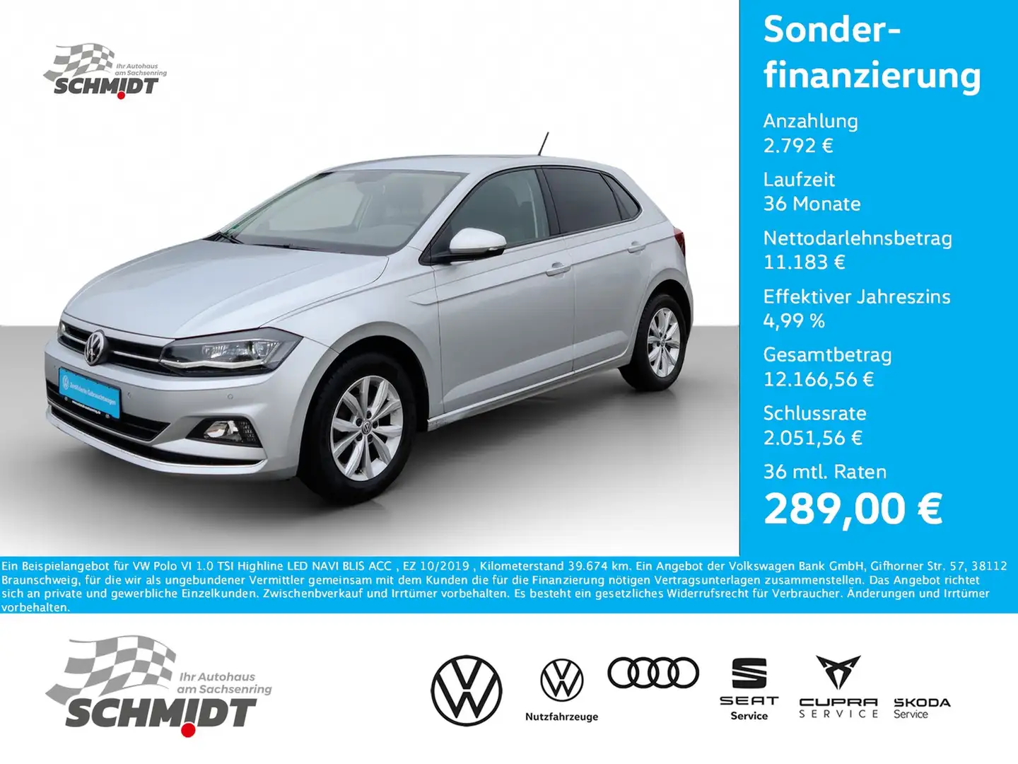 Volkswagen Polo VI 1.0 TSI Highline LED NAVI BLIS ACC Silber - 1