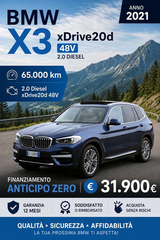 BMW X3 2021 xdrive20d mhev 48V Luxury Tetto Apr