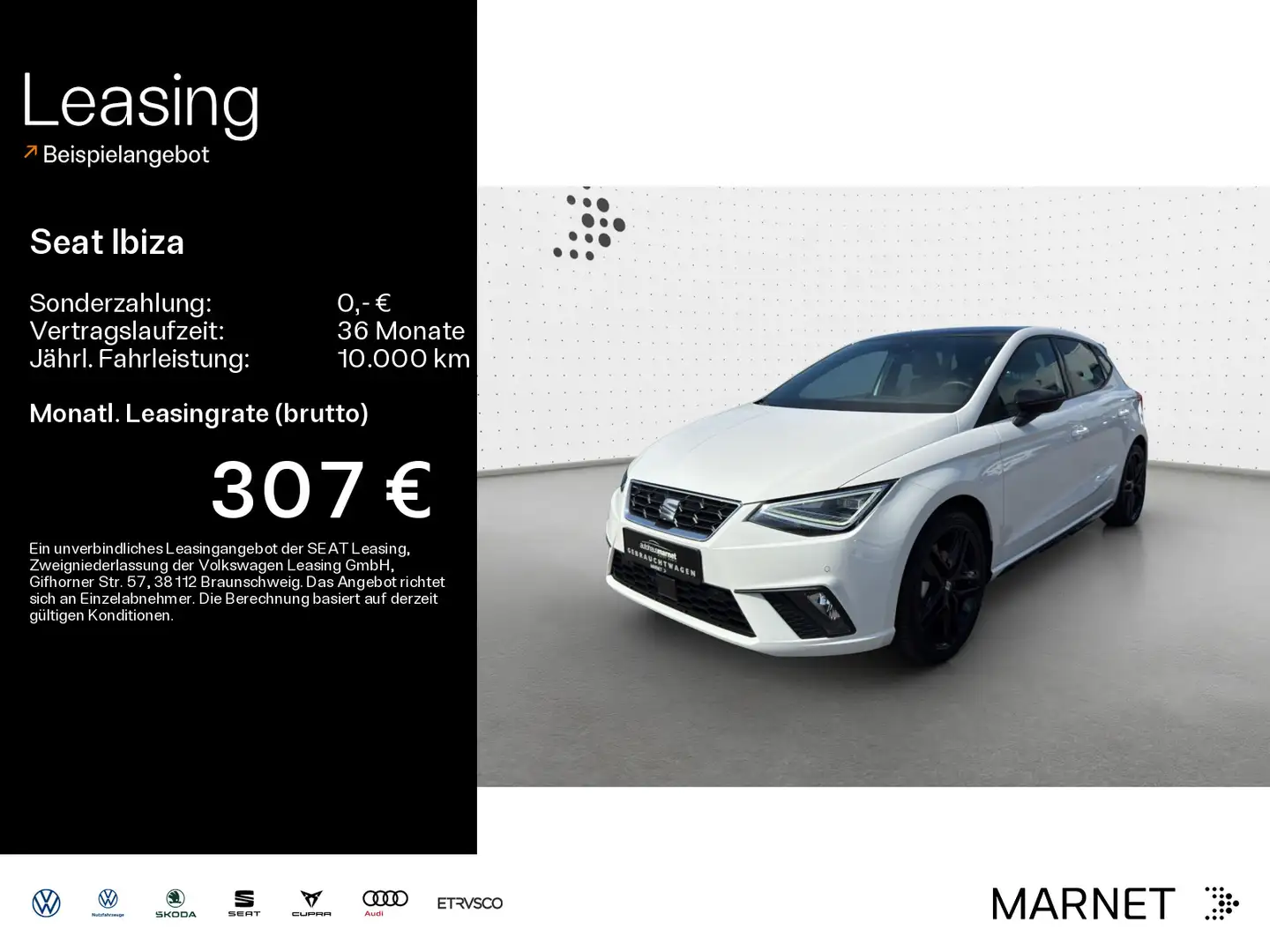 SEAT Ibiza 1.5 TSI FR Pro Black Edition Navi*Pano*Dig Weiß - 1