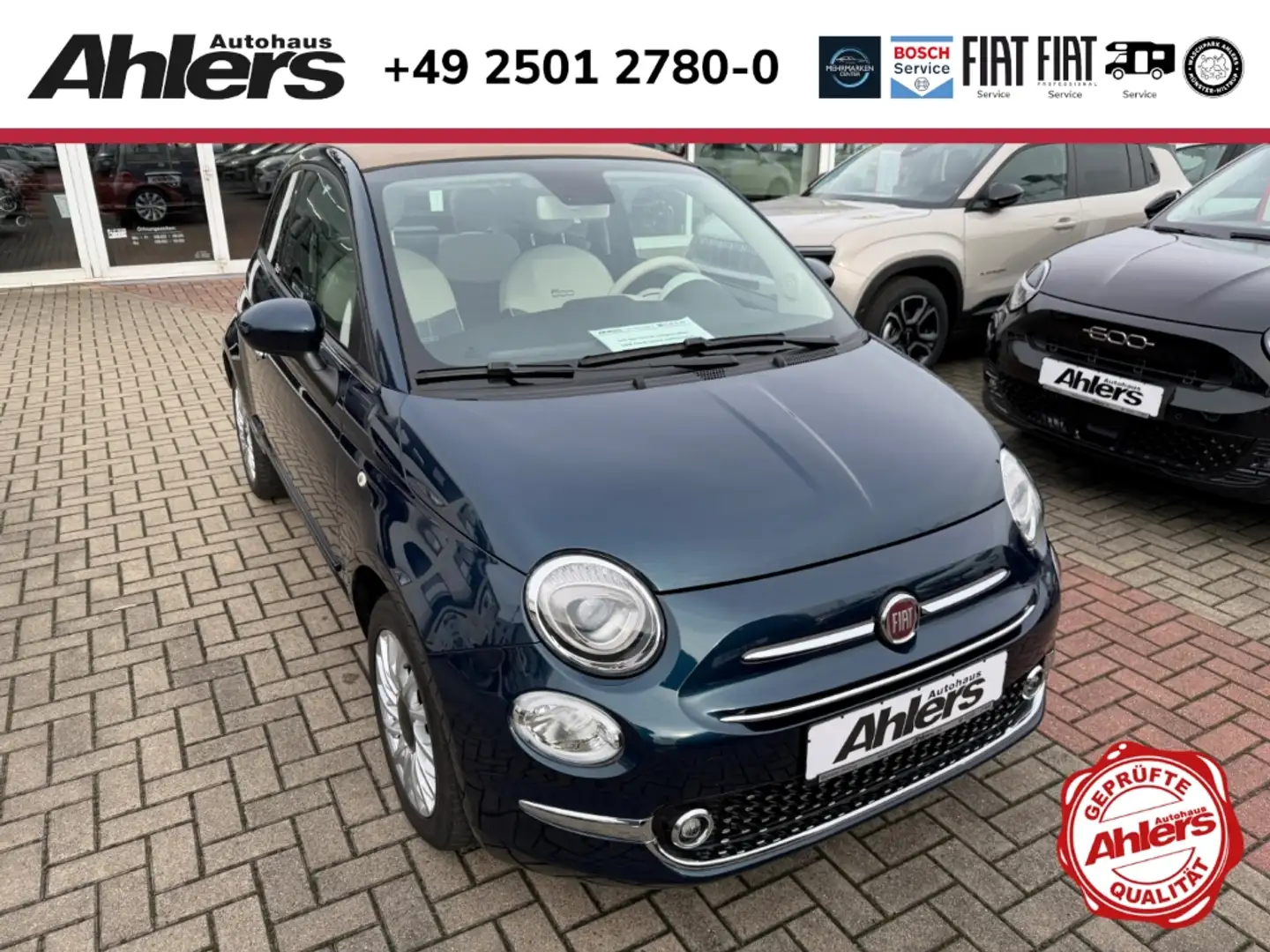 Fiat 500C Lounge+CARPLAY+ALLWETTER+KLIMA+PDC+SCHECKHEFT+BLUE Blau - 1
