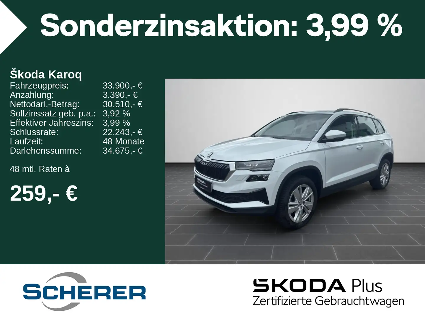 Skoda Karoq Selection 1.5 TSI DSG AHK Navi SHZ PDC VC Weiß - 1