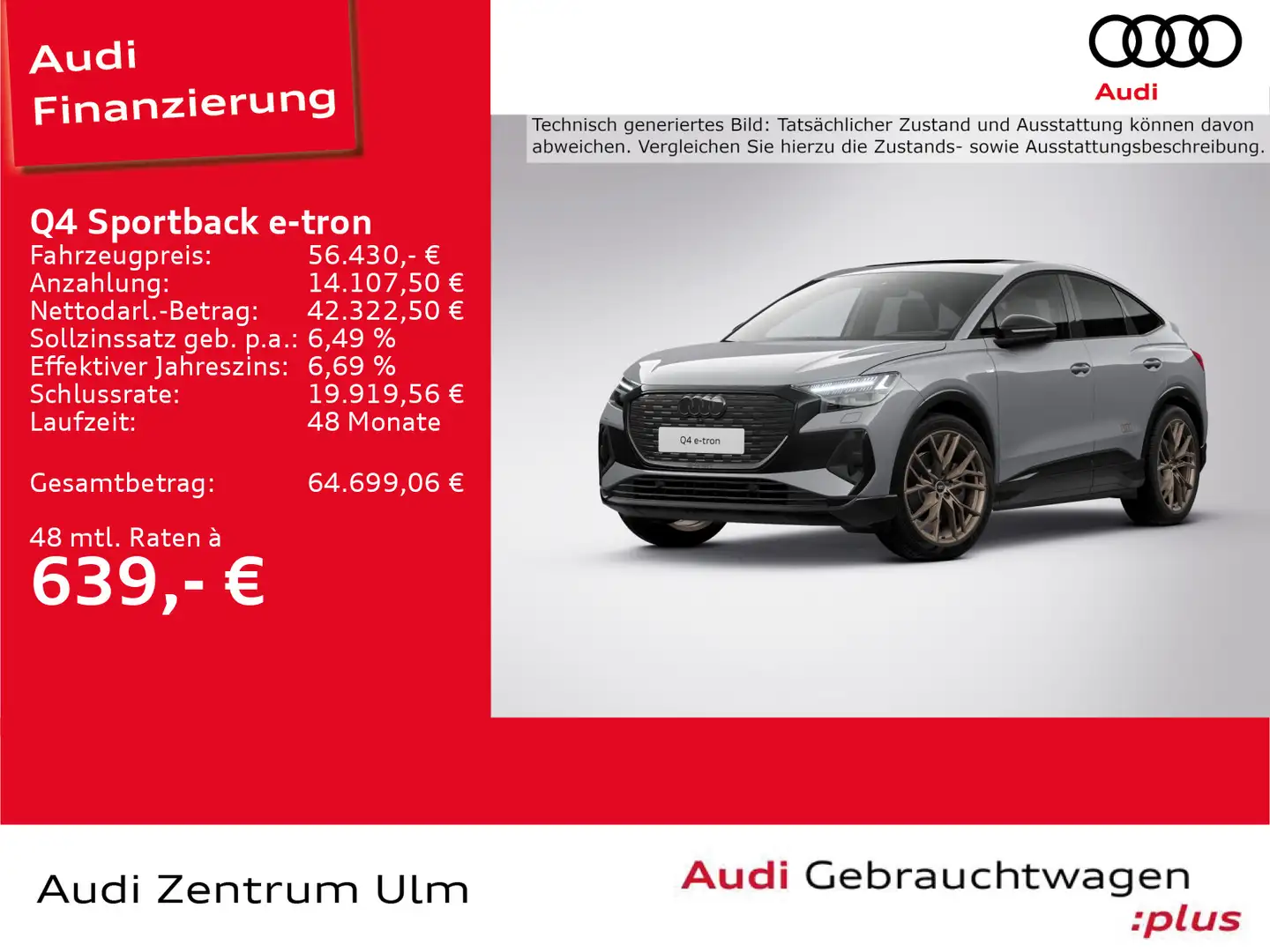 Audi Q4 e-tron Q4 Sportback 55e-tron qu S-Line edition one VOLL Grau - 1