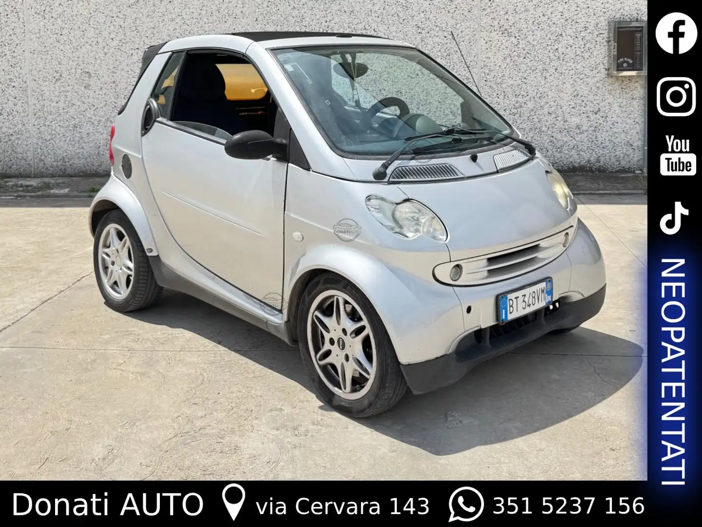 smart forTwo Cabrio 0.6 Neopatentati Interesse Storico Argento - 1