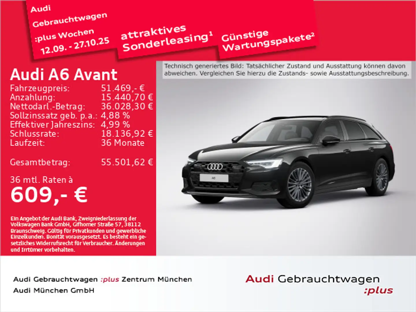 Audi A6 45 TDI qu. S tronic advanced Pano/Matri Schwarz - 1