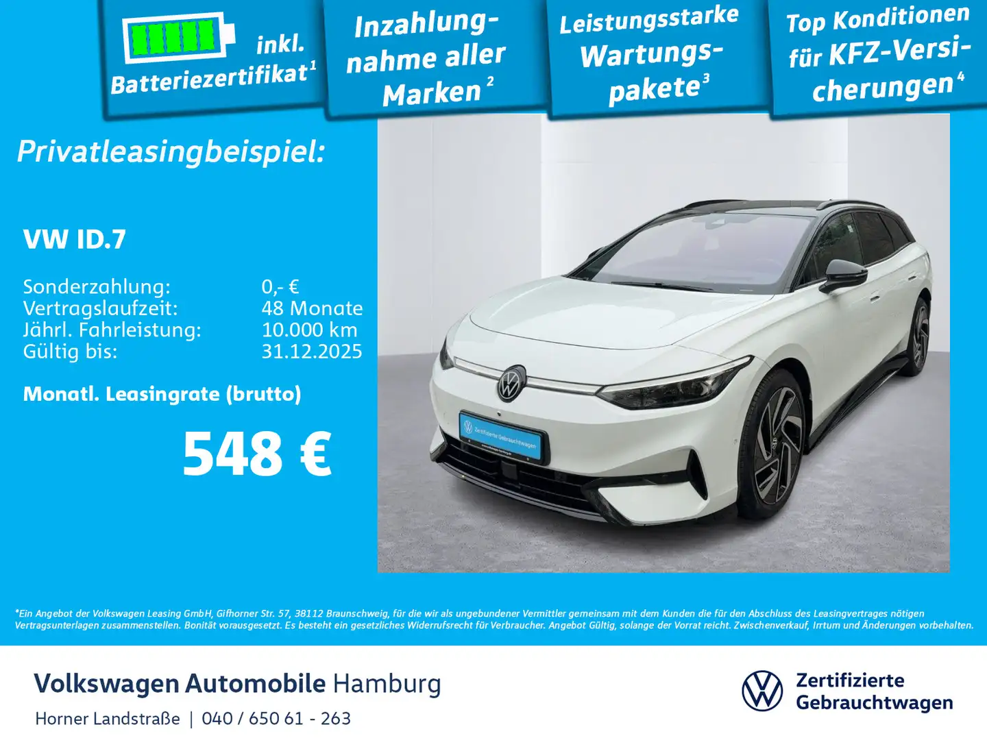 Volkswagen ID.7 Tourer Pro S ACC AHK Sitzheizung Navi PDC Blanc - 1