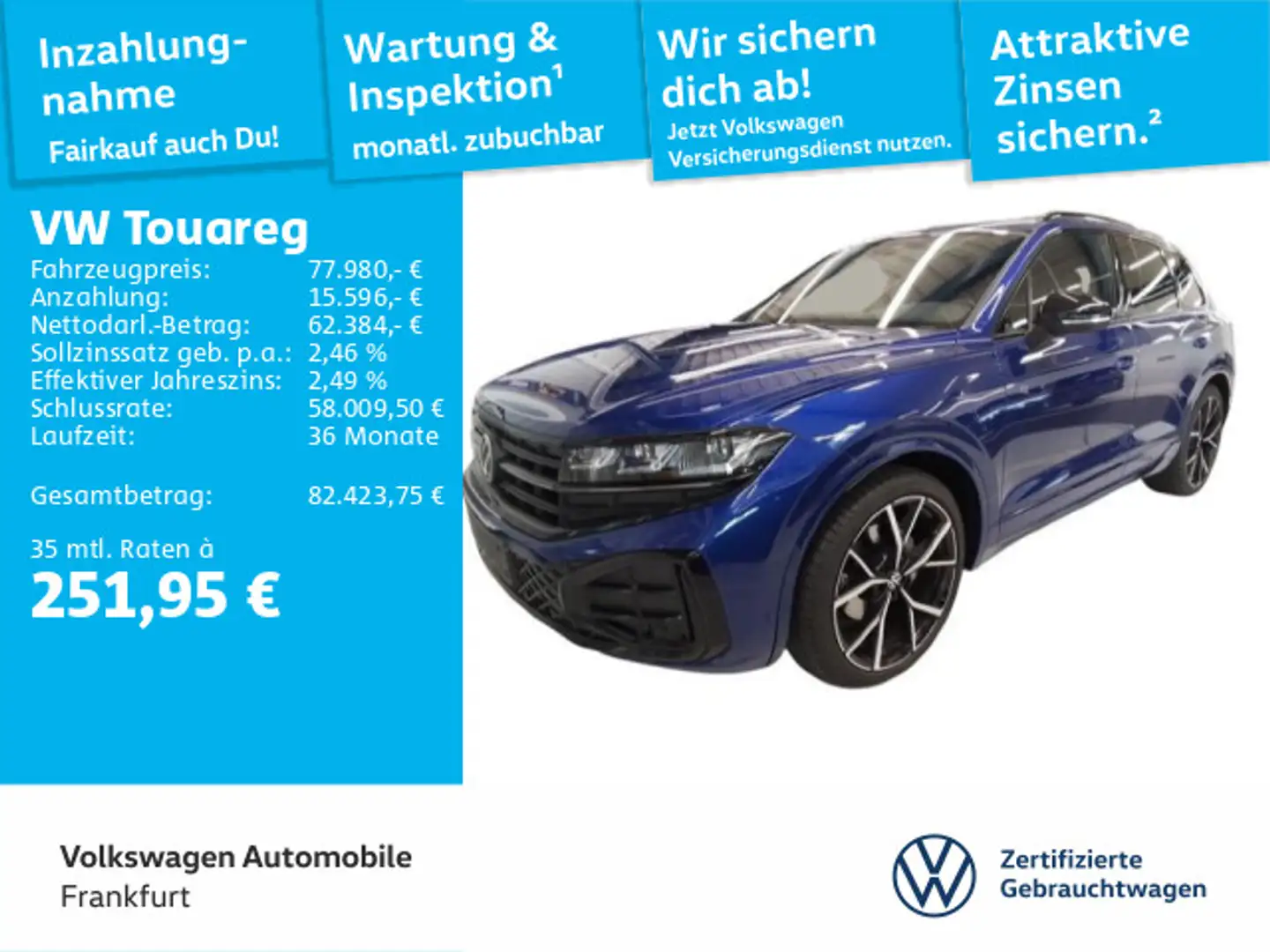Volkswagen Touareg 3.0 TDI 4Motion R-Line Navi Leder IQ.Lig Blau - 1