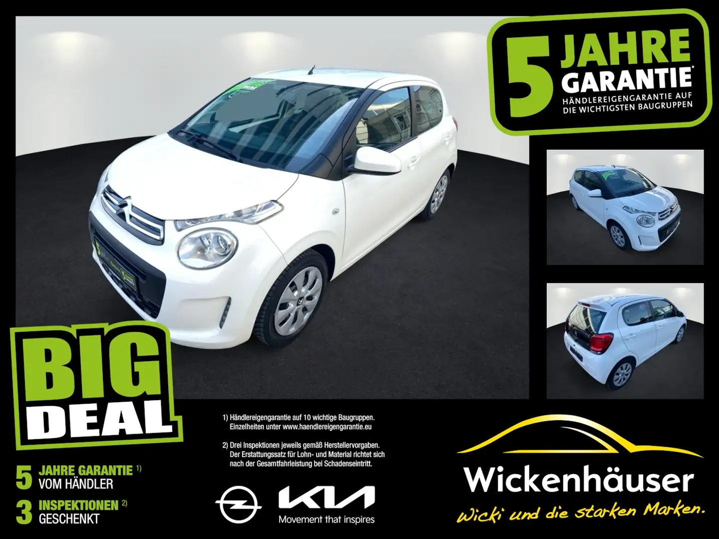 Citroen C1 5trg 1.0 Feel 8fach Klima SHZ CarPlay Weiß - 1