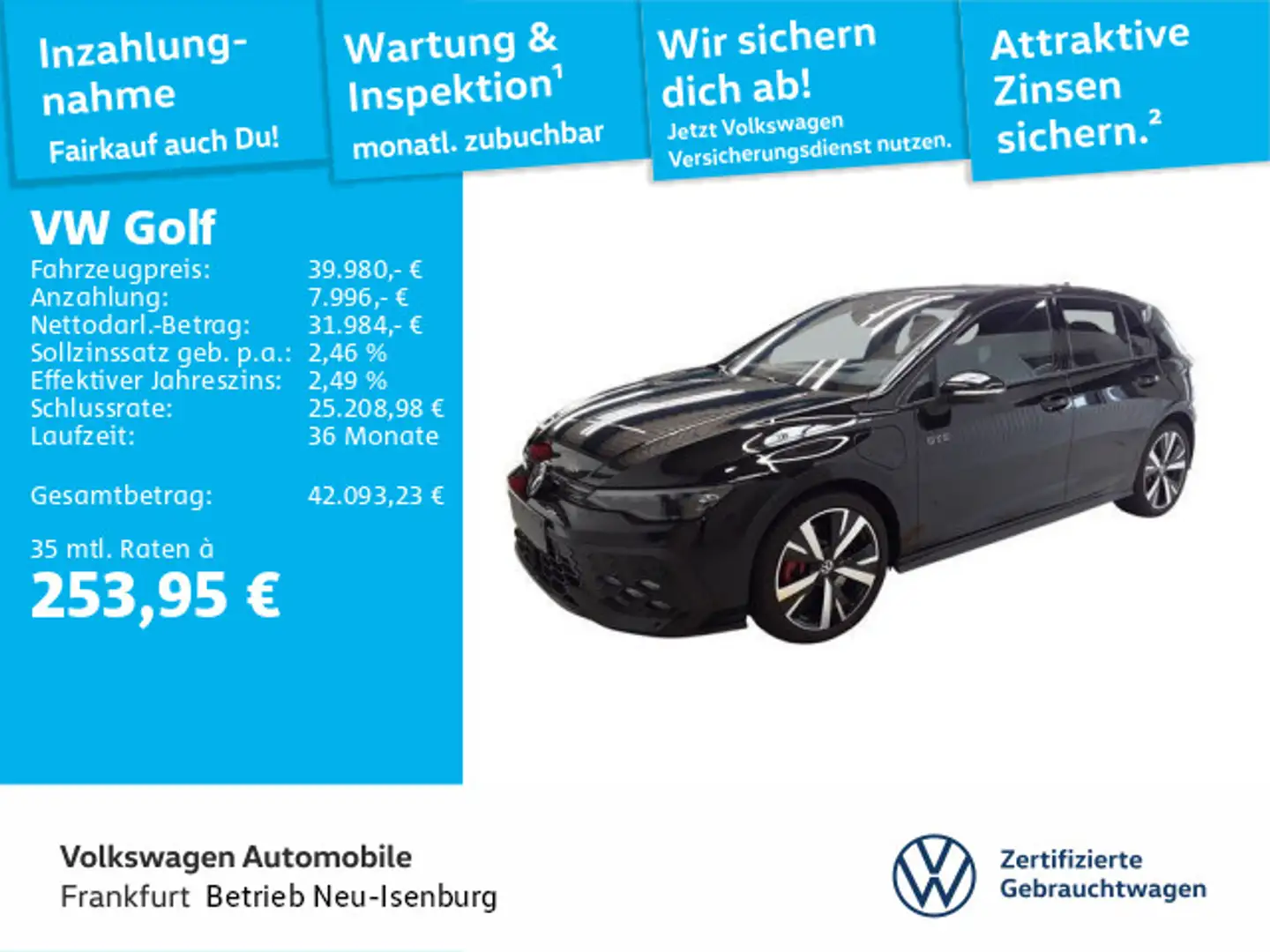 Volkswagen Golf GTE VIII 1.5 TSI DSG eHybrid GTE Black Style 18 Schwarz - 1