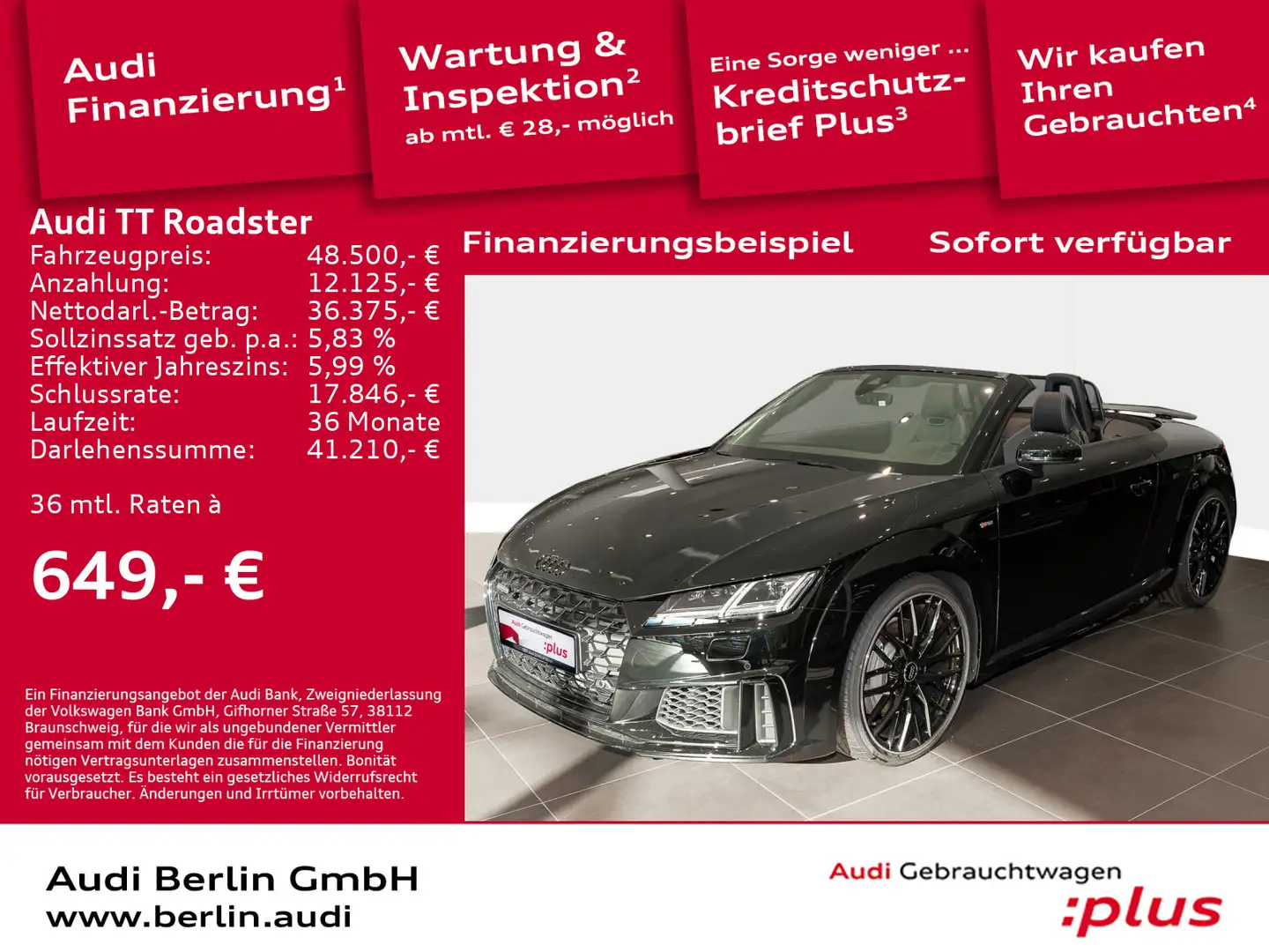 Audi TT 45 TFSI quattro S tronic Schwarz - 1