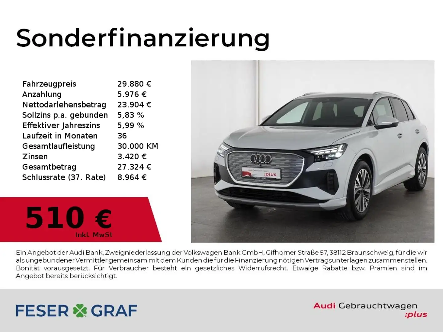 Audi Q4 e-tron 40 e-tron S line Matrix / ACC / Wärmepumpe / Kamer Weiß - 1