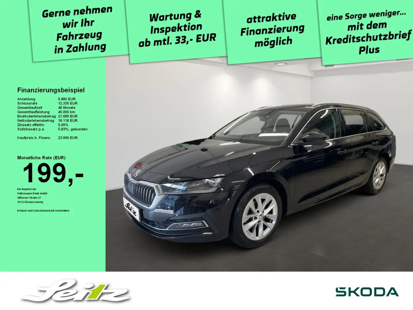 Skoda Octavia Combi 2.0 TDI Style *AHK*MATRIX*PDC*NAVI* Schwarz - 1