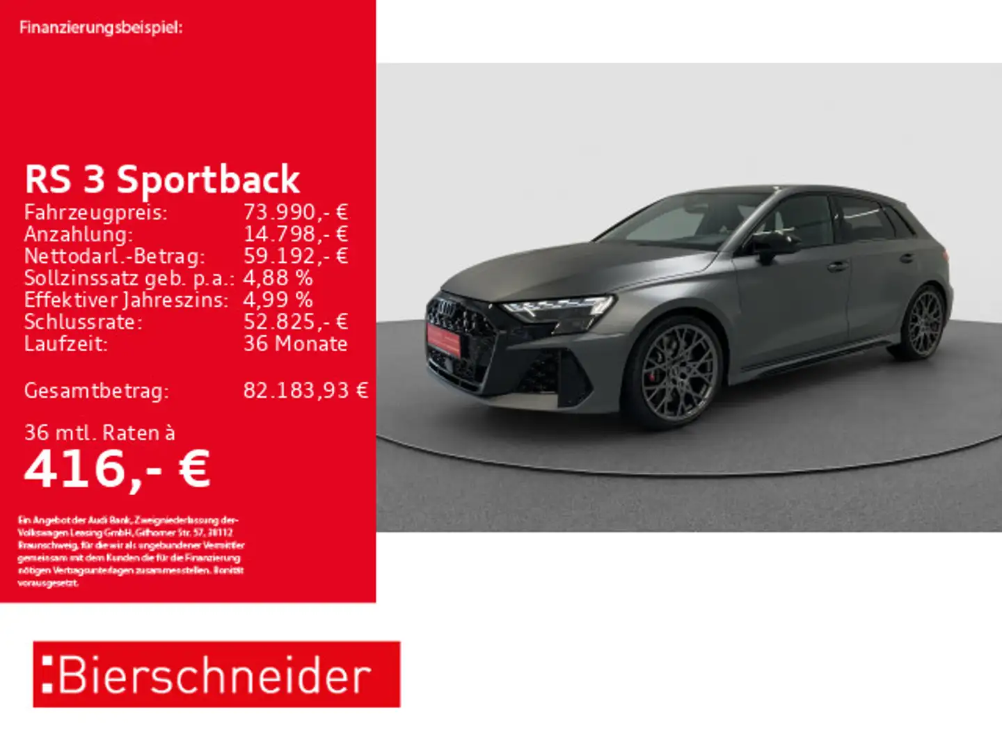 Audi RS3 RS3 Sportback MATT 19 V-MAX PANO SCHALE RFK NAVI Grau - 1