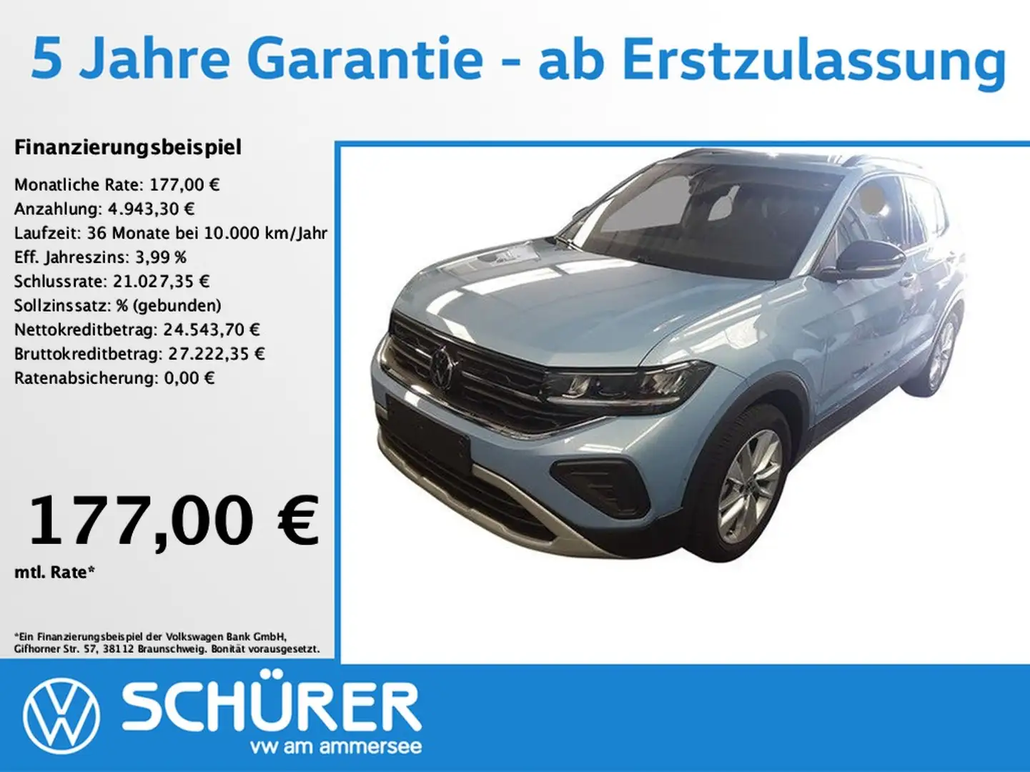 Volkswagen T-Cross 1.5TSI DSG Goal AHK NAVI RKAM TOTWINKEL Azul - 1