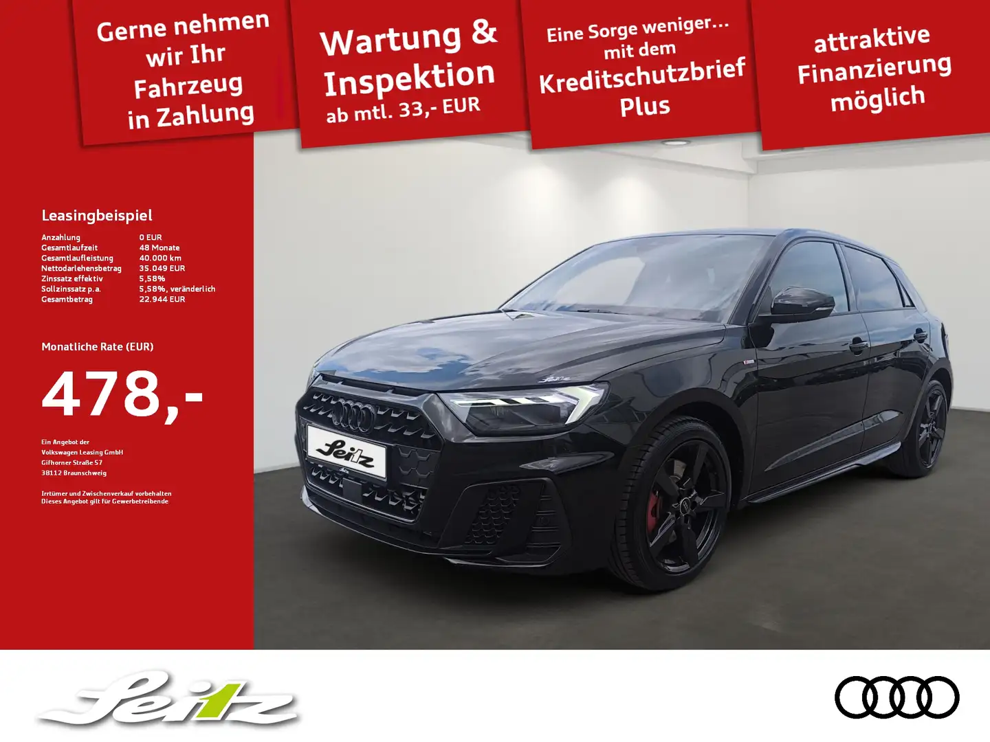 Audi A1 Sportback 40 TFSI S line *APPCON*KAMERA*LED* Schwarz - 1