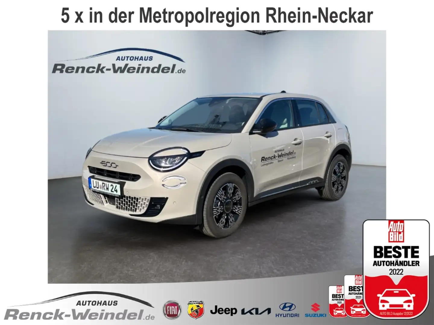 Fiat 600 1.2 Soundsystem LED ACC Apple CarPlay Android Auto Grau - 1
