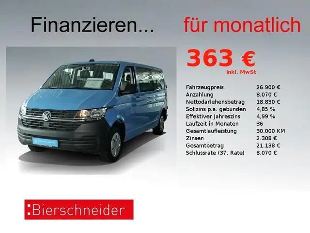 Volkswagen T6.1 Transporter 6.1 2.0 TDI Kombi L2H1 AHK APP KLIMA