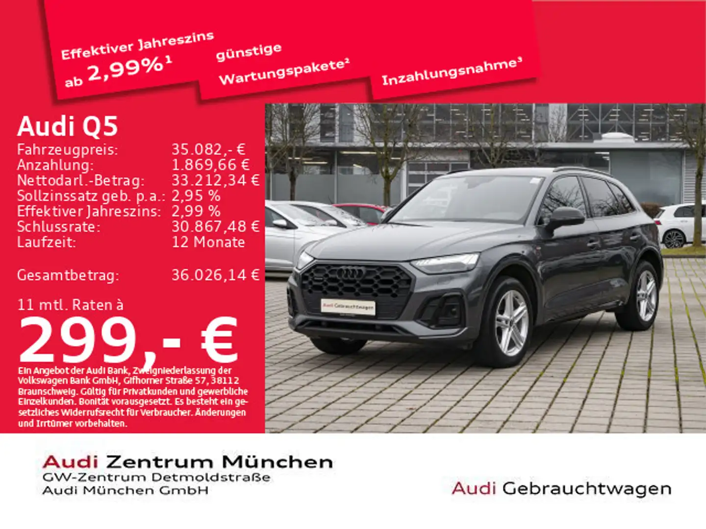 Audi Q5 40 TDI qu. S tronic S line HuD/Virtual/Navi Grau - 1