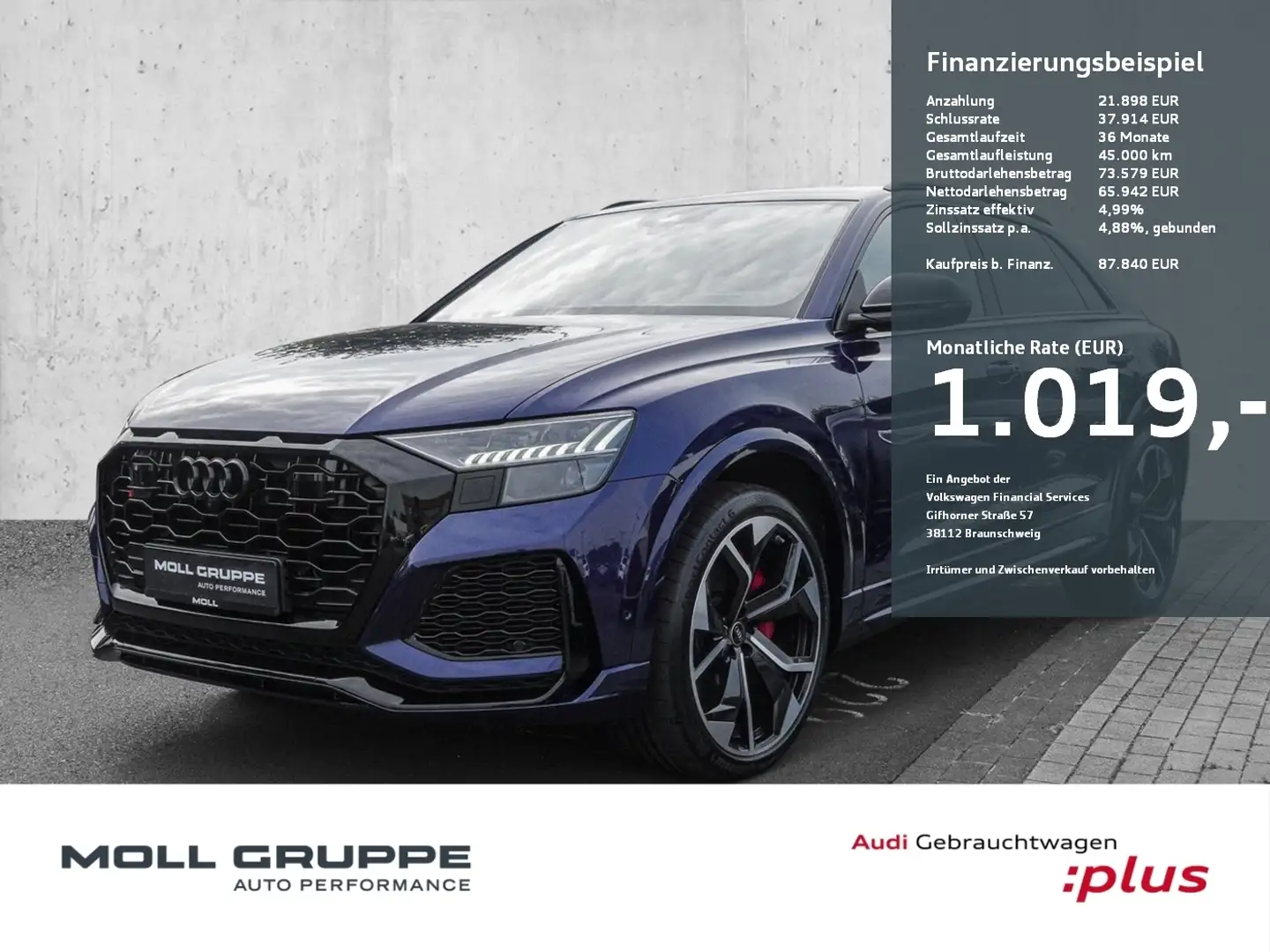 Audi RS Q8 RSQ8  4.0 TFSI SUV 3xKLIMA 4xSHZ ACC AUT FLA Blau - 1