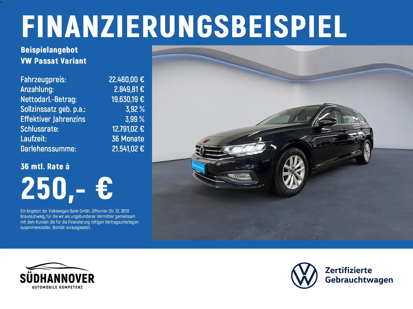 Volkswagen Passat Variant Business 2.0 TDI DSG NAVI+LED+SHZ Schwarz - 2
