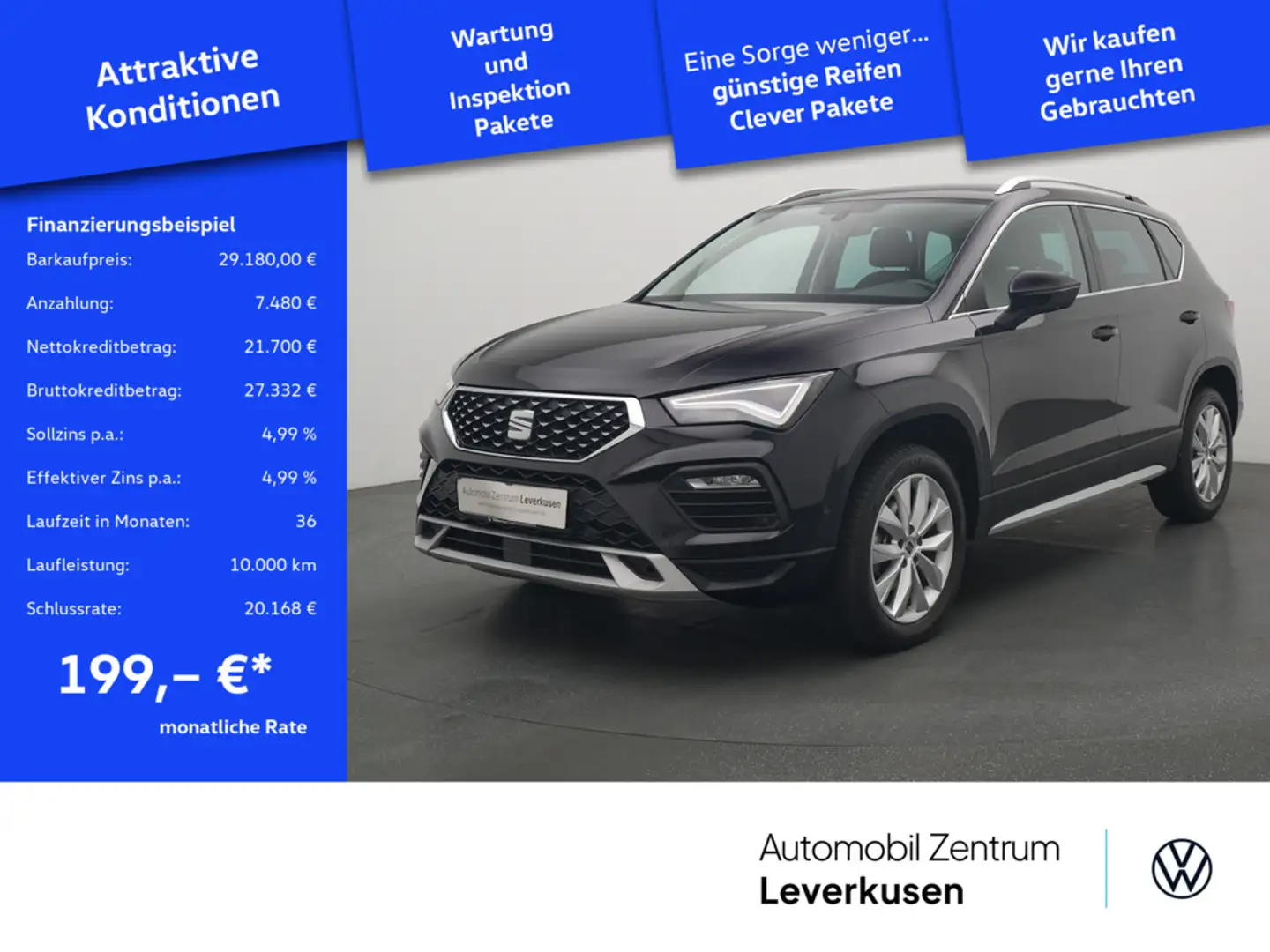 SEAT Ateca Xperience DSG NAVI AHK VIRT KAM CARPLAY Schwarz - 1