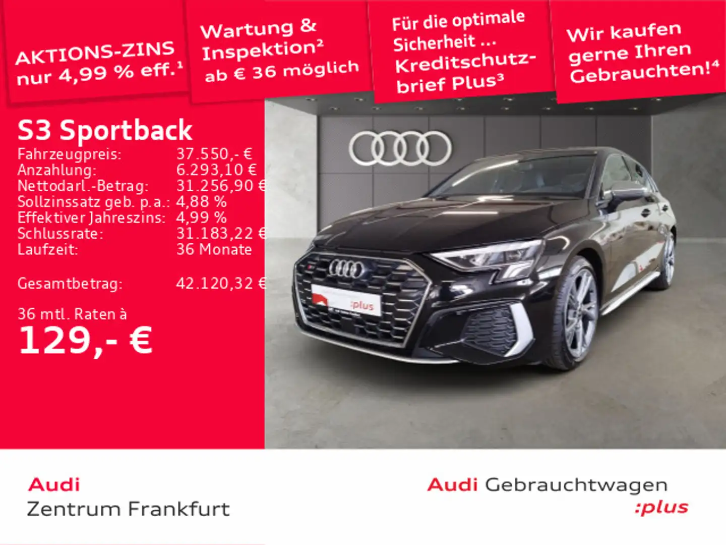 Audi S3 TFSI S tronic LED DAB Tempomat Schwarz - 1