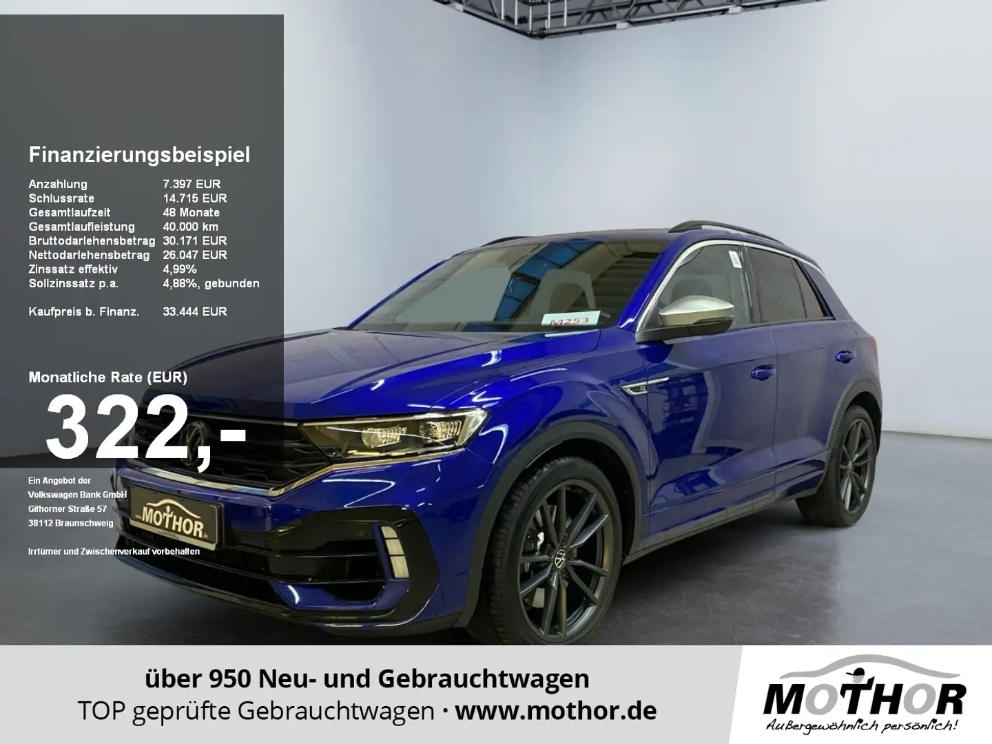 Volkswagen T-Roc R 4Motion 2.0 TSI DSG Panoramaschiebedach Azul - 1