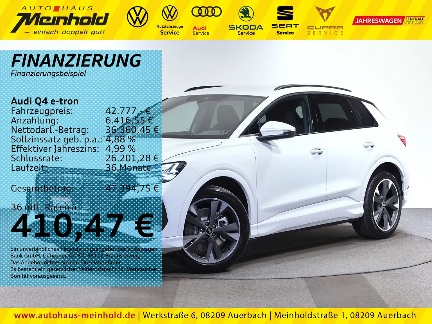 Audi Q4 e-tron 45 quattro, AHK, 20", Matrix LED, MMI, Weiß - 1