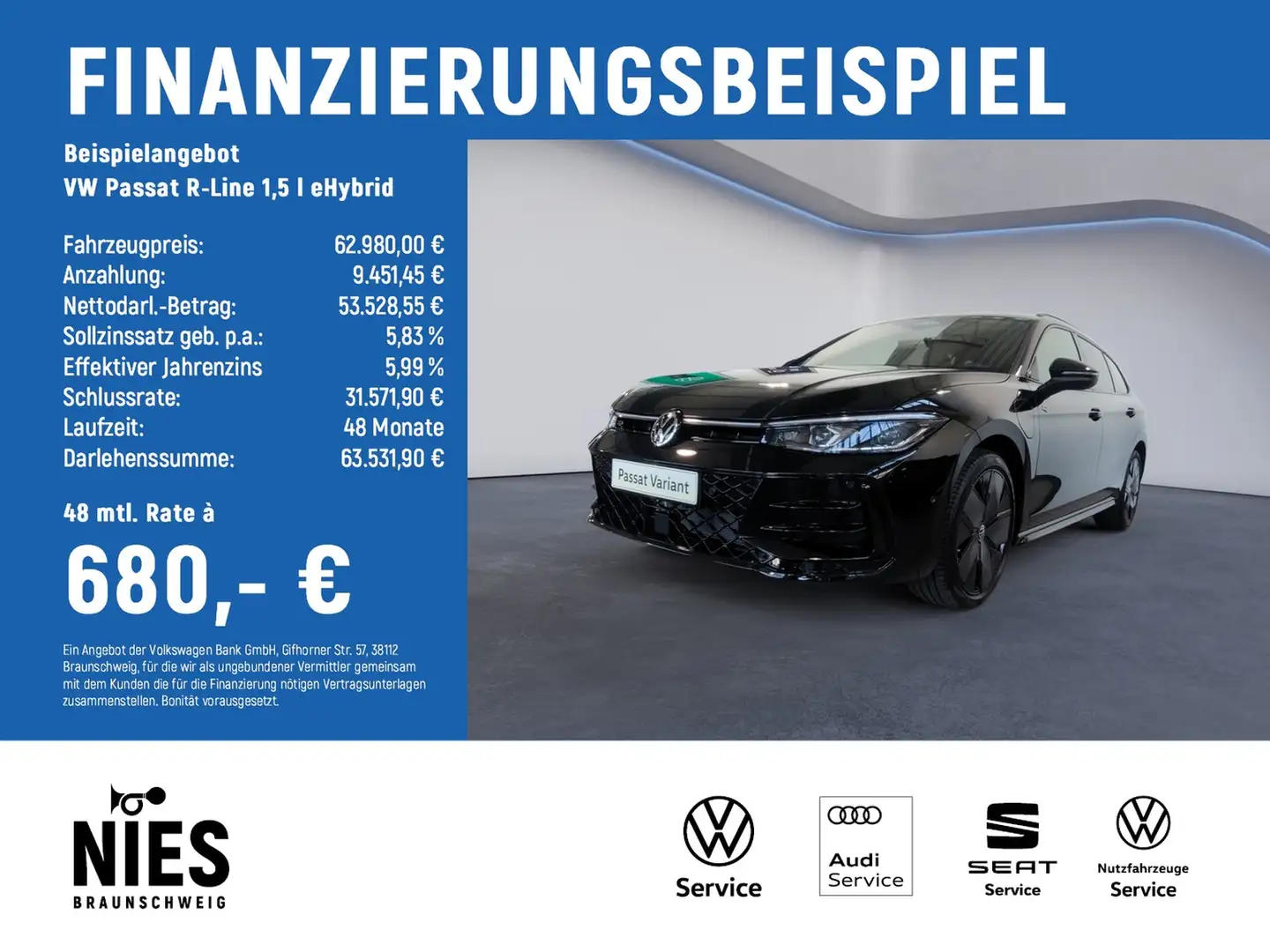 Volkswagen Passat R-Line 1,5 l eHybrid RearView Noir - 2