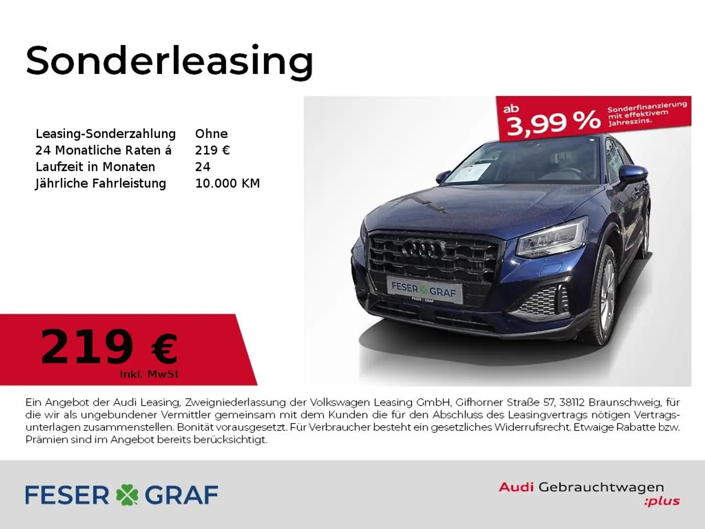 Audi Q2 30TDI advanced Navi AHK Virtual Optik schwarz Blau - 1