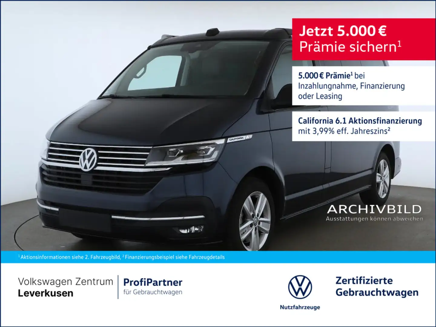 Volkswagen T6.1 California Ocean DSG NAVI AHK STANDHZ KA Bleu - 1