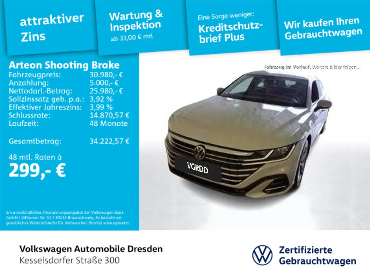 Volkswagen Arteon 1.4 TSI Hybrid R-Line ACC Grau - 1