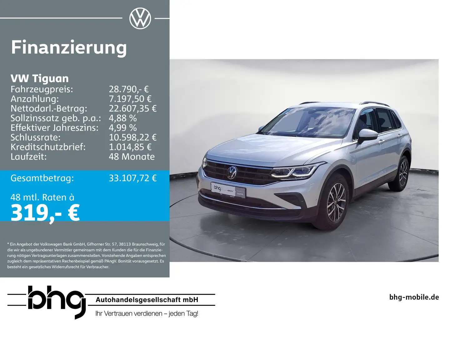 Volkswagen Tiguan 2.0 TDI SCR DSG Life Silber - 1