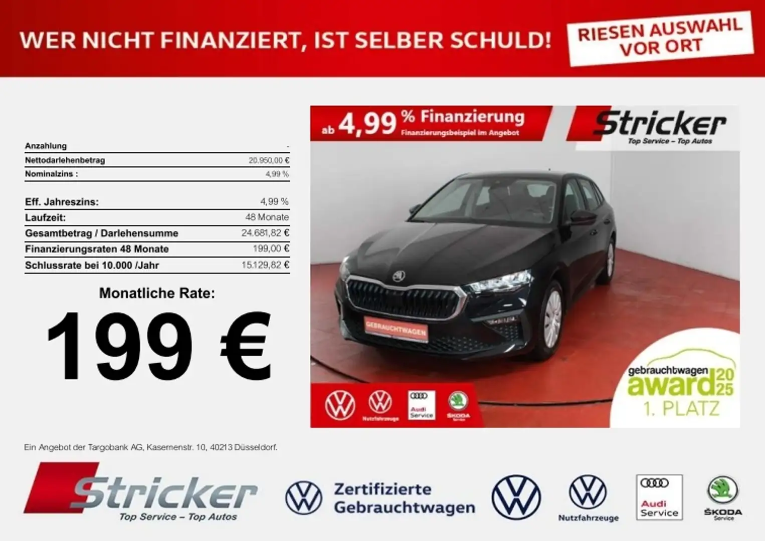 Skoda Scala Essence 1.0TSI DSG 199,-ohne Anzahlung AHK Sitzhe Schwarz - 1