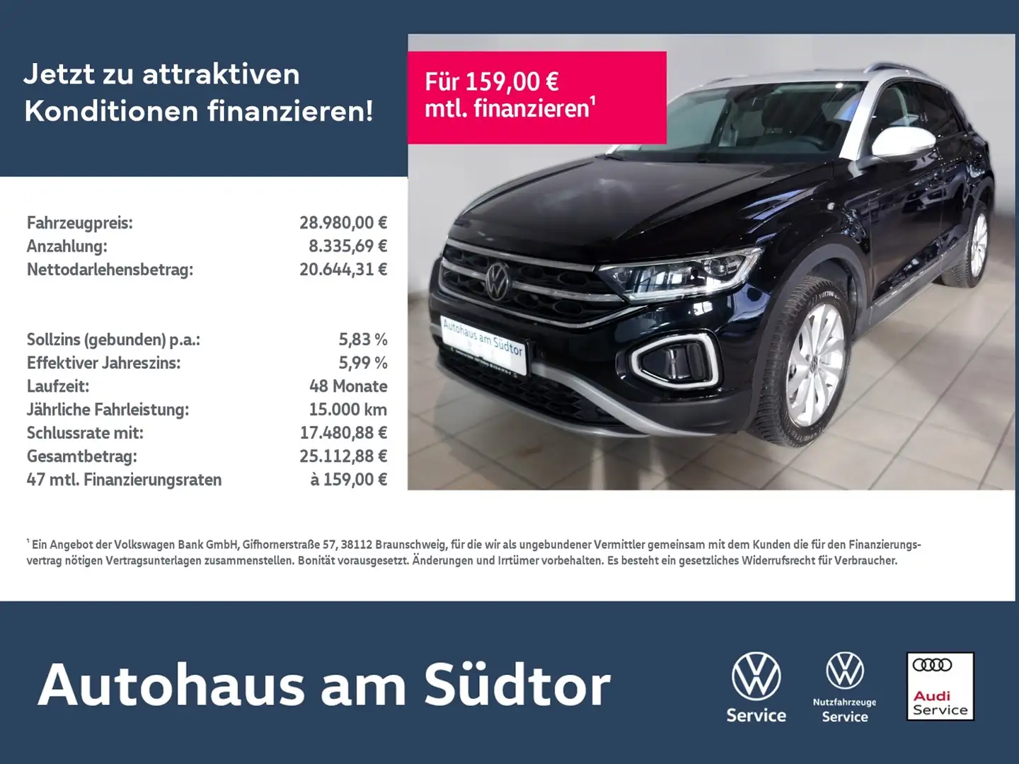 Volkswagen T-Roc Style 2.0 TDI DSG | LED RFK ACC Navi Schwarz - 1