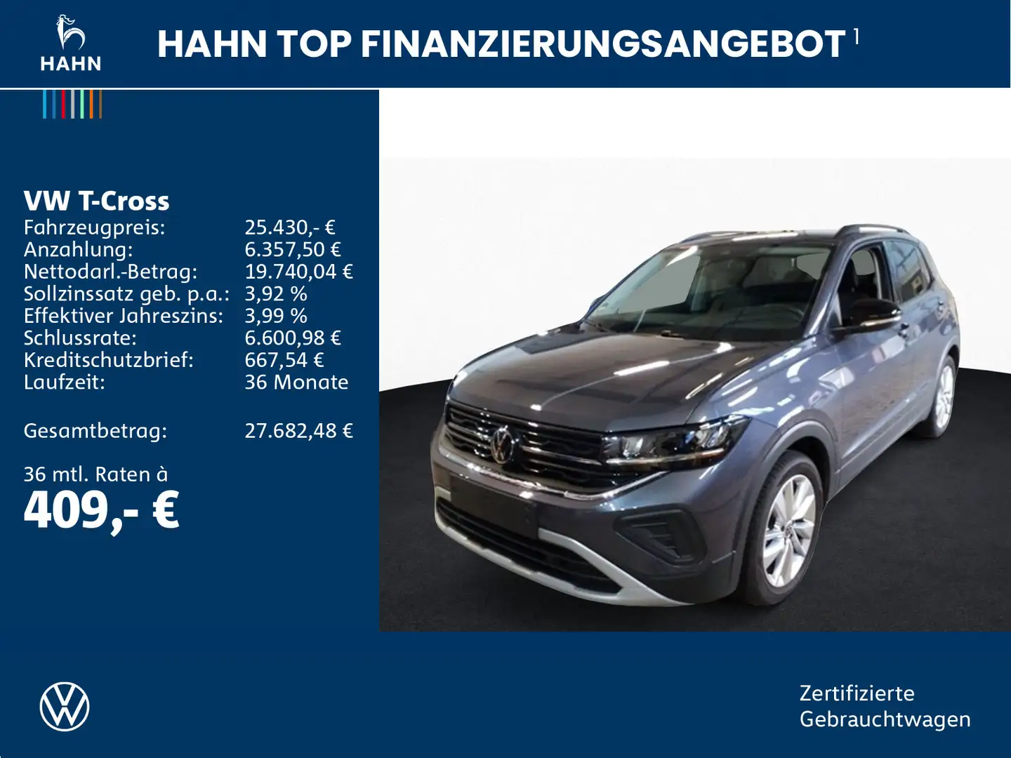 Volkswagen T-Cross 1.0TSI DSG Goal ACC Cam LED Navi PDC SHZ Grau - 2