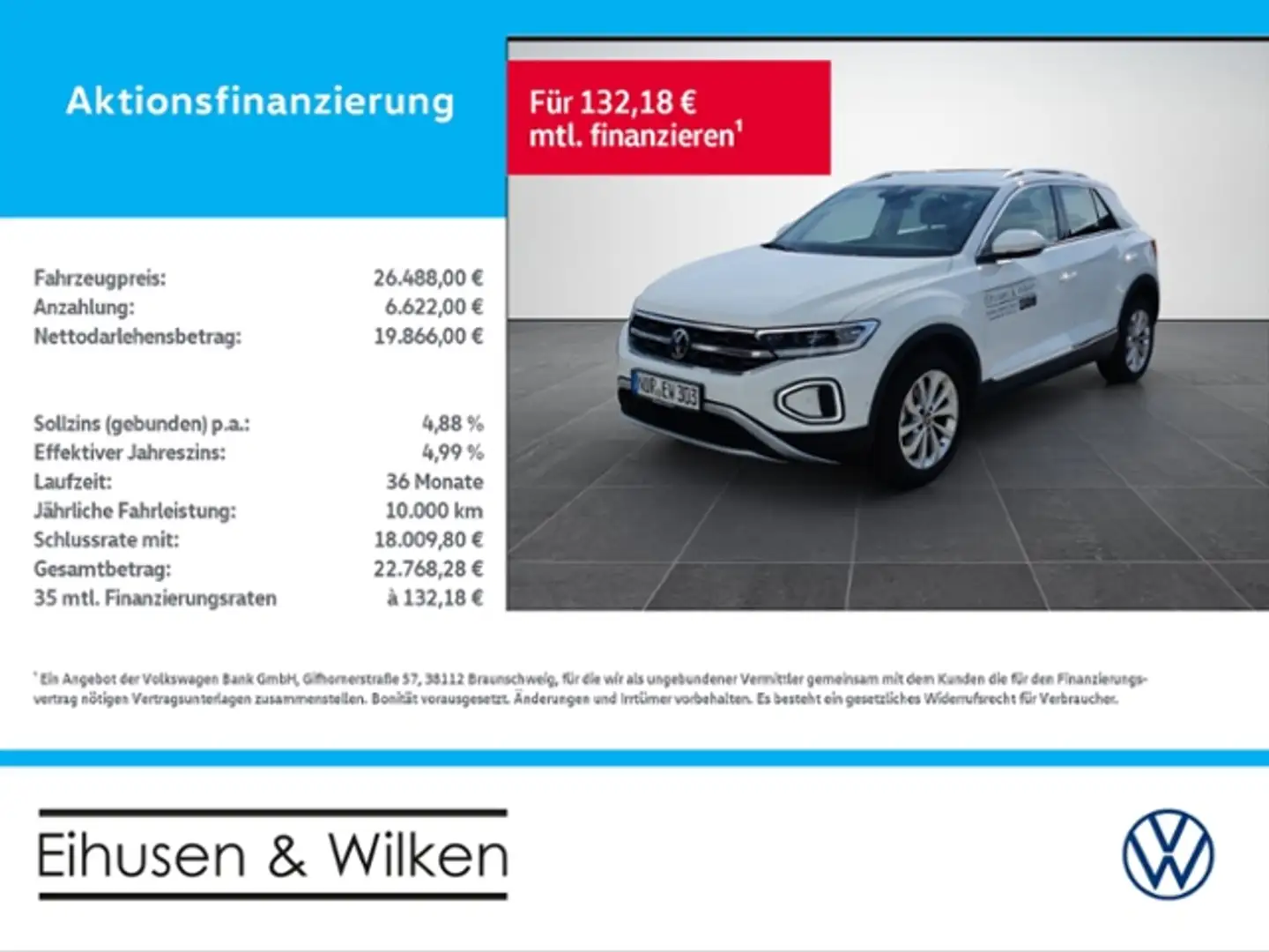 Volkswagen T-Roc 1.0+TSI+STYLE+KLIMA+LED PLUS+ACC+ Weiß - 1