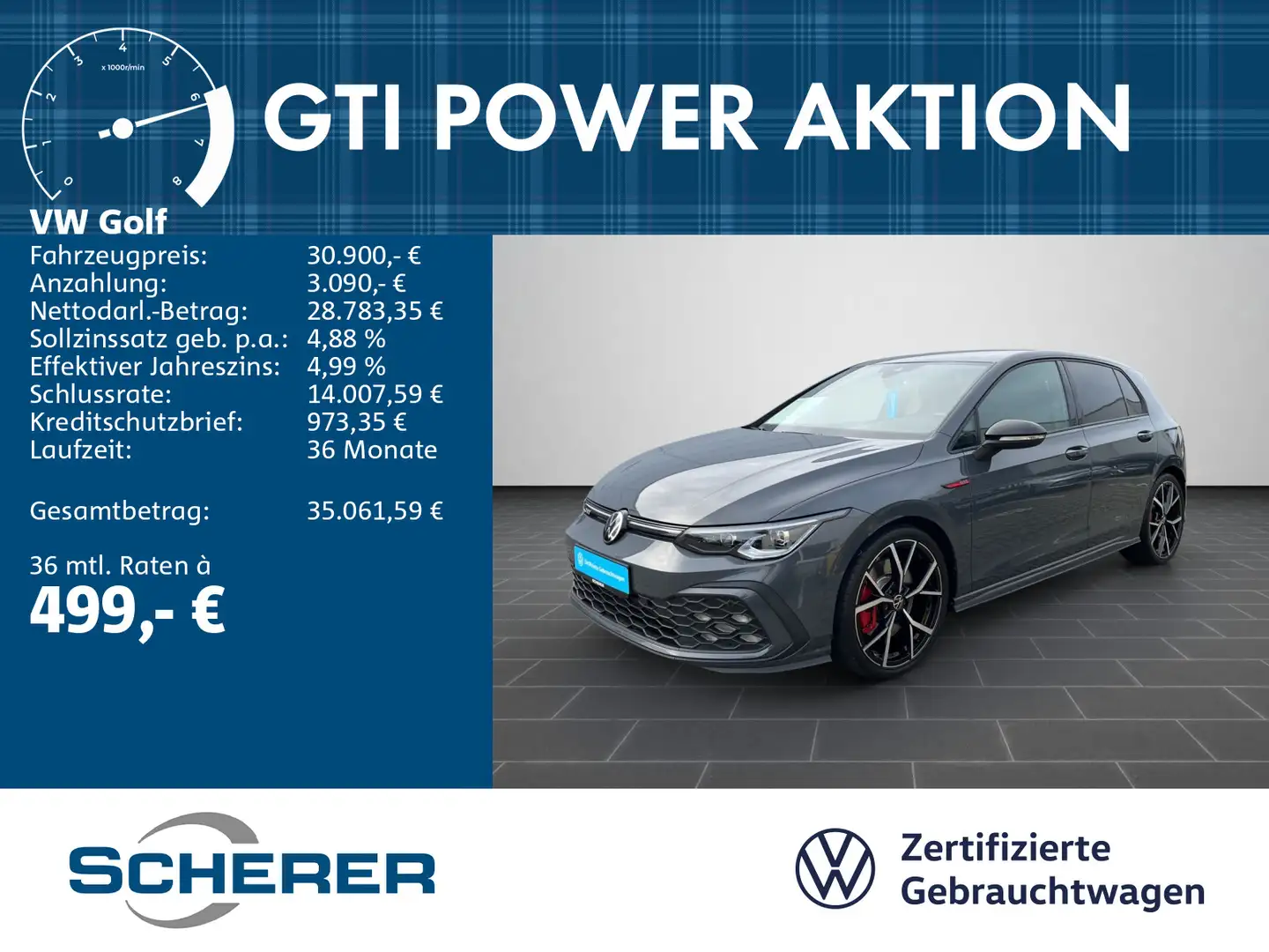 Volkswagen Golf GTI Golf VIII 2.0 TSI GTI DSG RFK/NAVI/LED/Side Assi Grau - 1