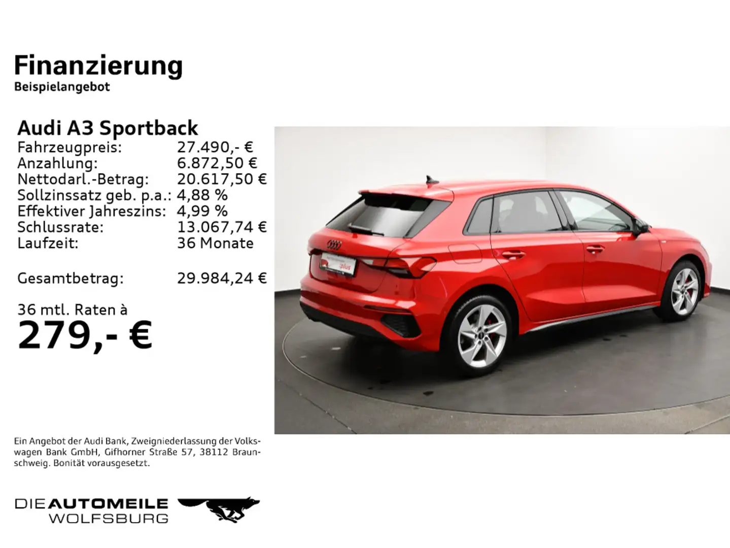 Audi A3 45 TFSI e S-tronic S line Einparkhi Rot - 2
