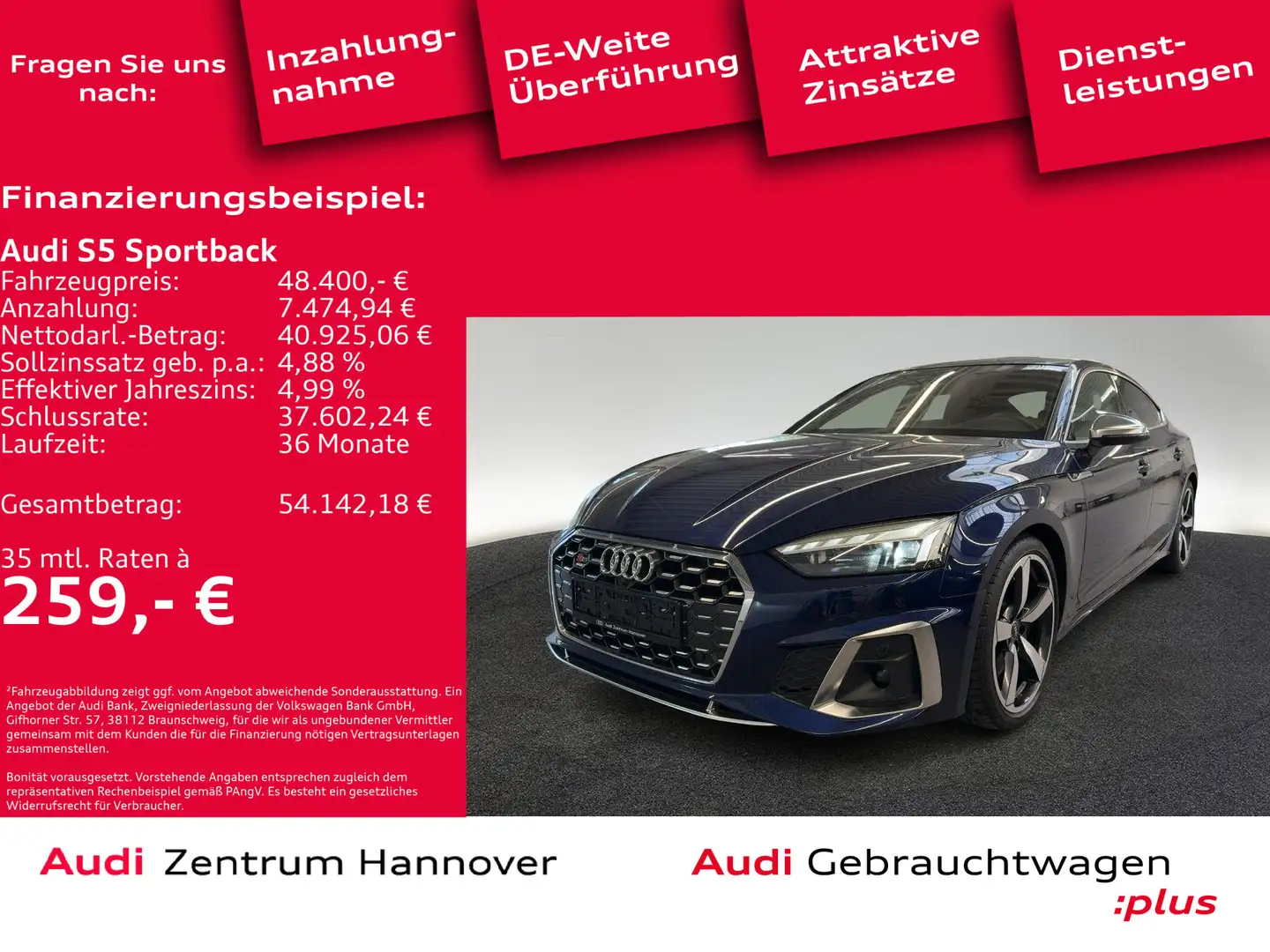 Audi S5 3.0 TDI qu. Standh. Matrix Pano B&O Blau - 1