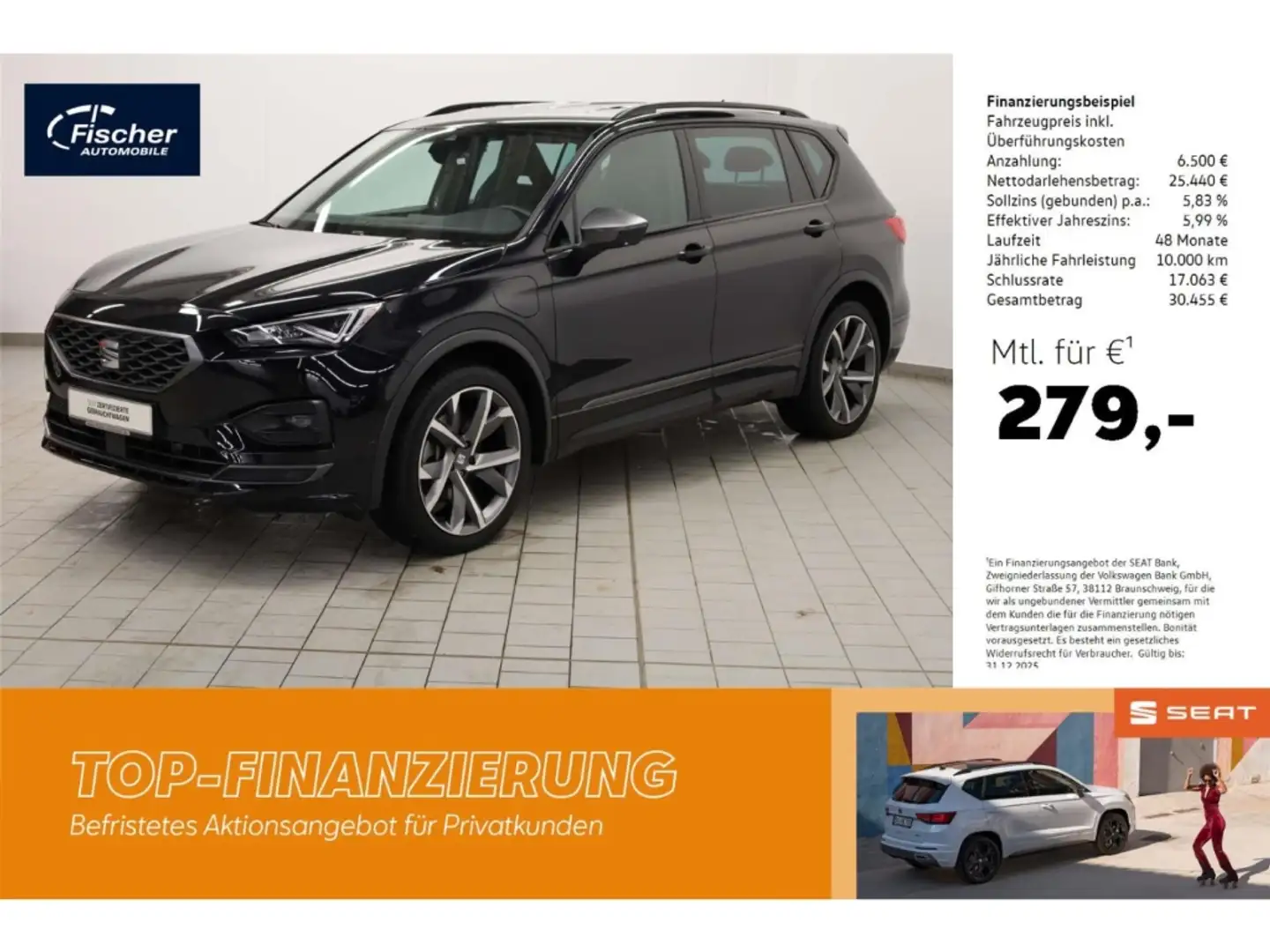 SEAT Tarraco 1.4 e-Hybrid FR Schwarz - 1