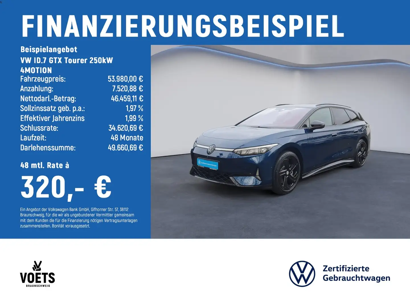 Volkswagen ID.7 GTX Tourer 250kW 4MOTION AHK+AreaView+NAVI Blau - 2