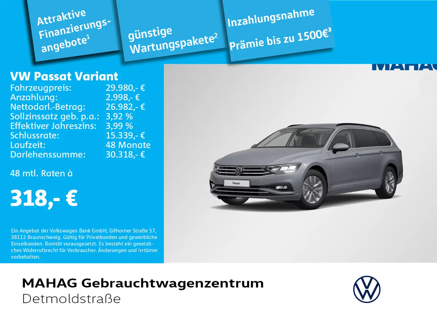 Volkswagen Passat Variant Business 2.0 TDI LED Navi RearVie Grau - 1