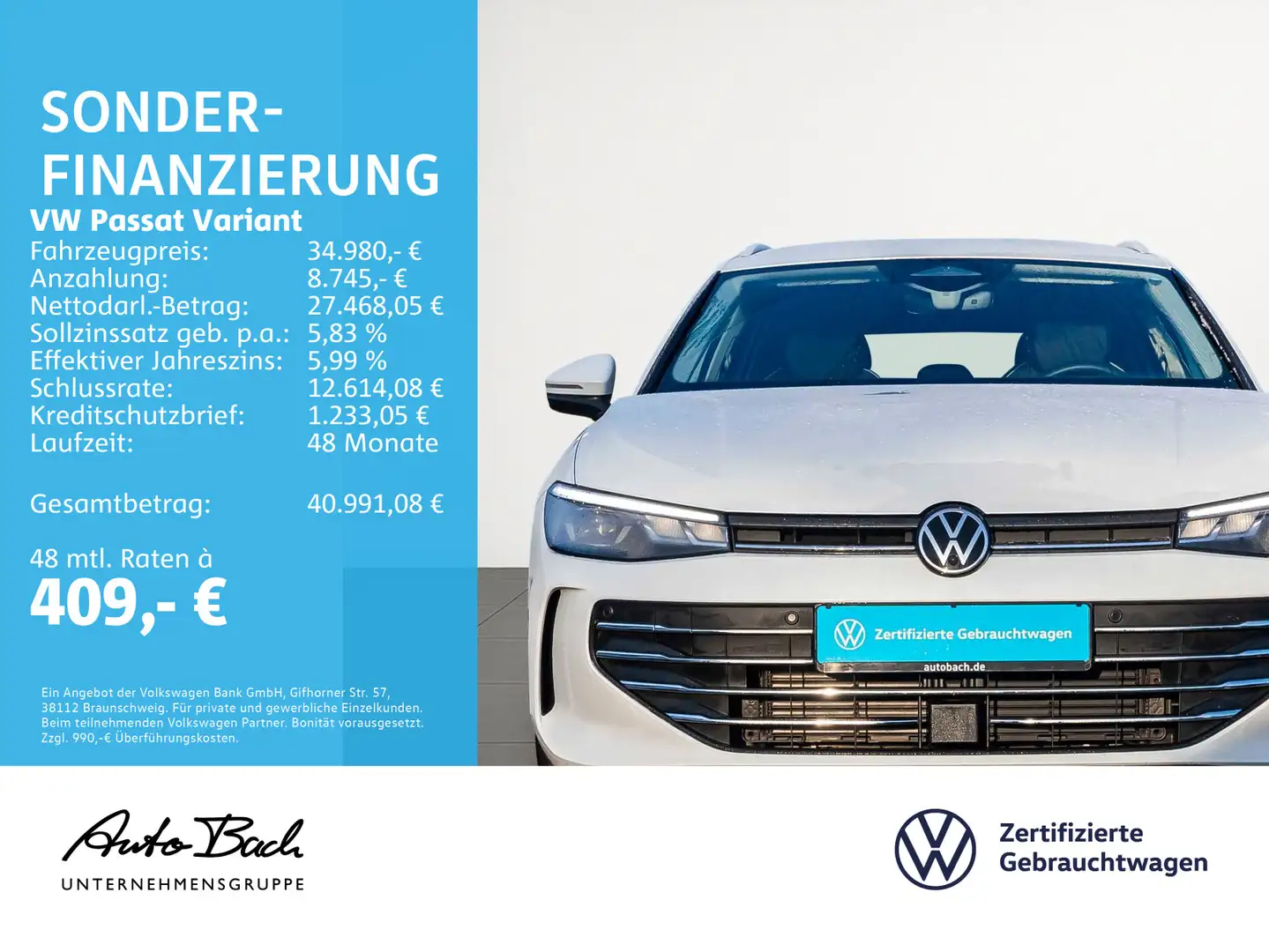 Volkswagen Passat Variant 2.0TDI Business DSG Navi LED ACC Weiß - 2