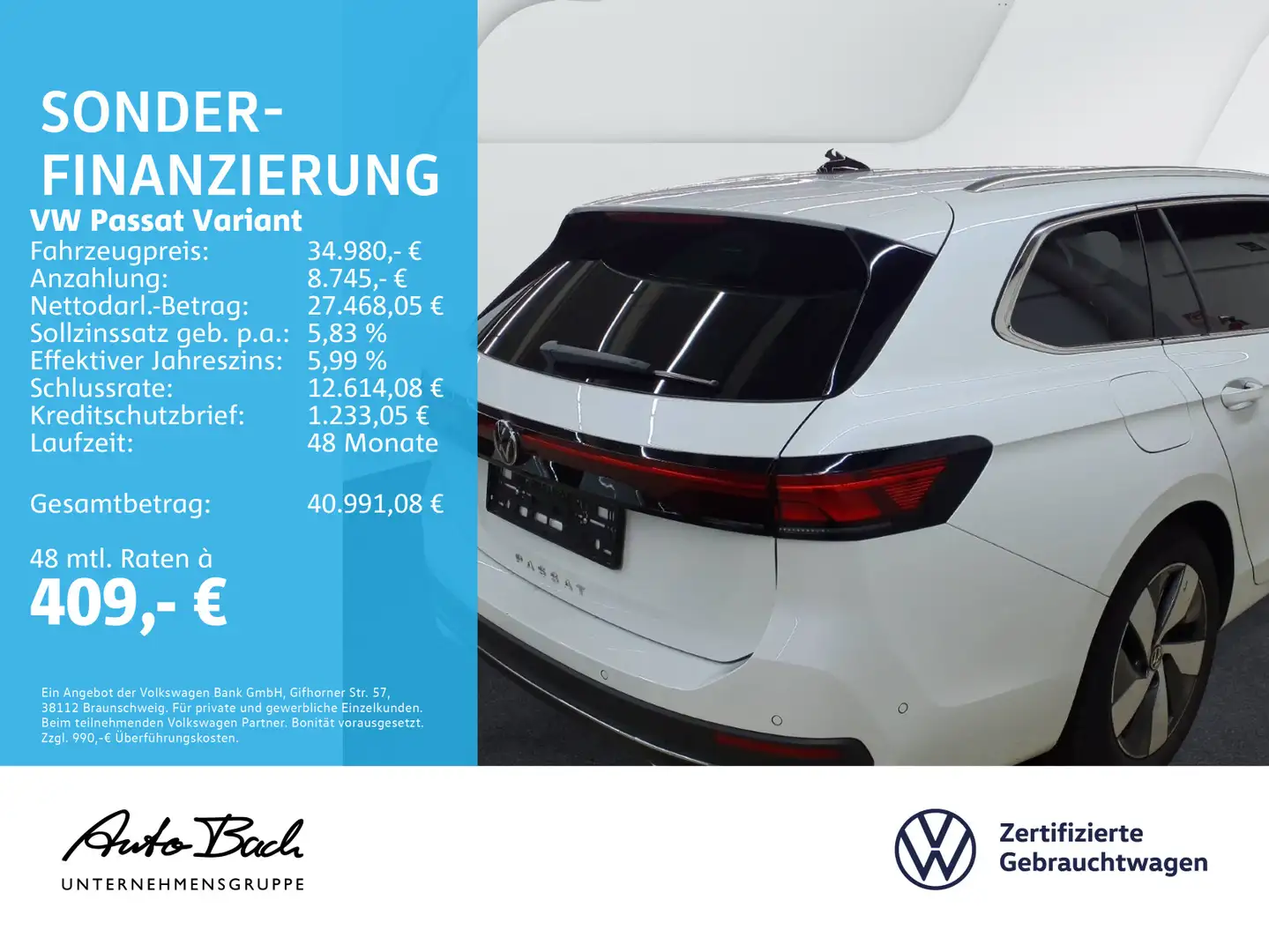Volkswagen Passat Variant 2.0TDI Business DSG Navi LED ACC Weiß - 2