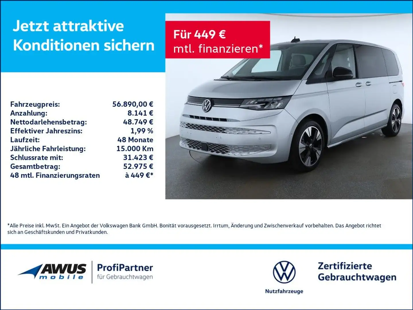 Volkswagen T7 Multivan Life KÜ 2.0TDI 110kW DSG STANDHZ LED Silber - 1